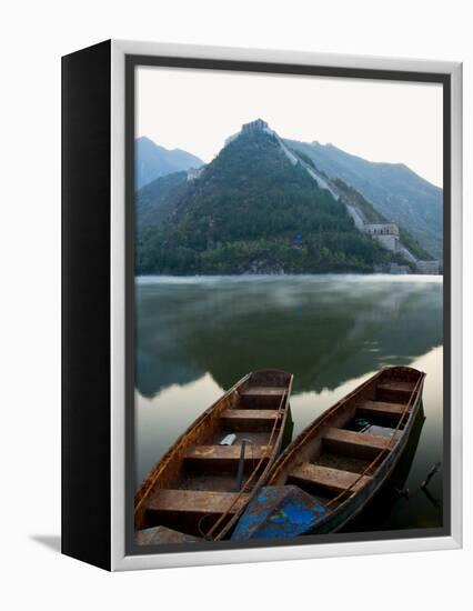 Two Boats on Jintang Lake Beside Great Wall of China, UNESCO World Heritage Site, Huanghuacheng (Ye-Kimberly Walker-Framed Premier Image Canvas