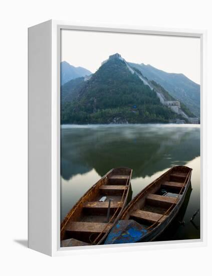 Two Boats on Jintang Lake Beside Great Wall of China, UNESCO World Heritage Site, Huanghuacheng (Ye-Kimberly Walker-Framed Premier Image Canvas