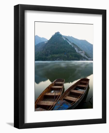 Two Boats on Jintang Lake Beside Great Wall of China, UNESCO World Heritage Site, Huanghuacheng (Ye-Kimberly Walker-Framed Photographic Print