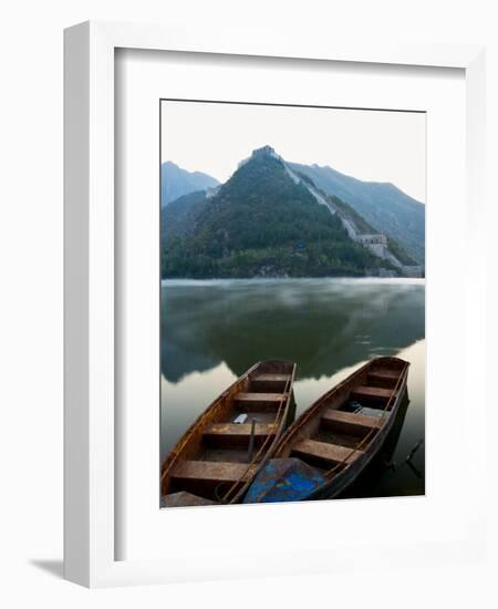 Two Boats on Jintang Lake Beside Great Wall of China, UNESCO World Heritage Site, Huanghuacheng (Ye-Kimberly Walker-Framed Photographic Print