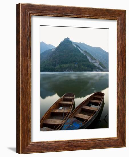 Two Boats on Jintang Lake Beside Great Wall of China, UNESCO World Heritage Site, Huanghuacheng (Ye-Kimberly Walker-Framed Photographic Print