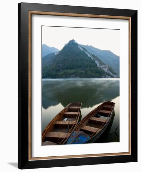 Two Boats on Jintang Lake Beside Great Wall of China, UNESCO World Heritage Site, Huanghuacheng (Ye-Kimberly Walker-Framed Photographic Print