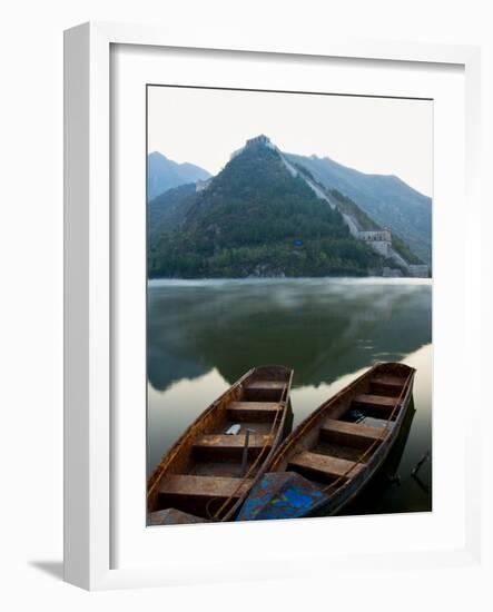 Two Boats on Jintang Lake Beside Great Wall of China, UNESCO World Heritage Site, Huanghuacheng (Ye-Kimberly Walker-Framed Photographic Print