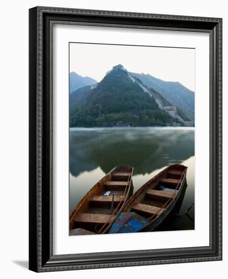 Two Boats on Jintang Lake Beside Great Wall of China, UNESCO World Heritage Site, Huanghuacheng (Ye-Kimberly Walker-Framed Photographic Print