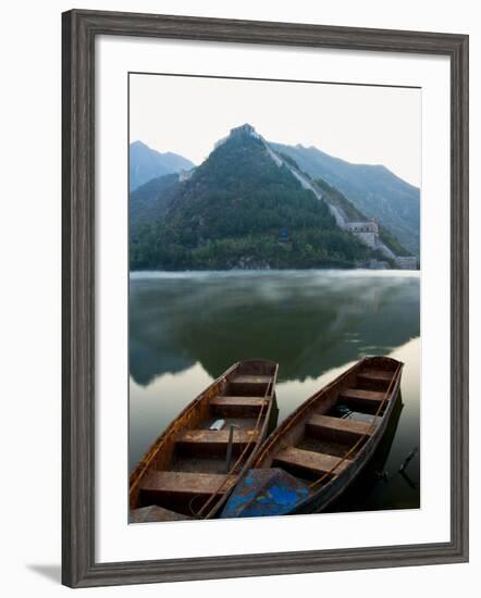 Two Boats on Jintang Lake Beside Great Wall of China, UNESCO World Heritage Site, Huanghuacheng (Ye-Kimberly Walker-Framed Photographic Print