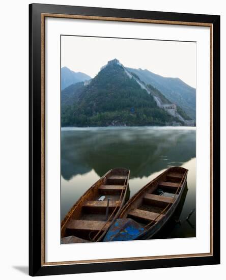 Two Boats on Jintang Lake Beside Great Wall of China, UNESCO World Heritage Site, Huanghuacheng (Ye-Kimberly Walker-Framed Photographic Print