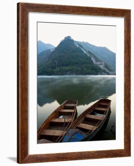 Two Boats on Jintang Lake Beside Great Wall of China, UNESCO World Heritage Site, Huanghuacheng (Ye-Kimberly Walker-Framed Photographic Print