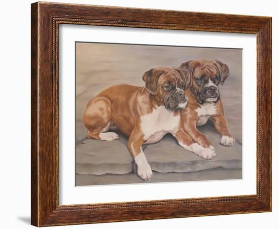 Two Boxer Dogs-Janet Pidoux-Framed Giclee Print