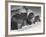 Two Boys and a Girl Up to Their Necks in a Snowdrift,Nibbling at the Snow-George Silk-Framed Photographic Print