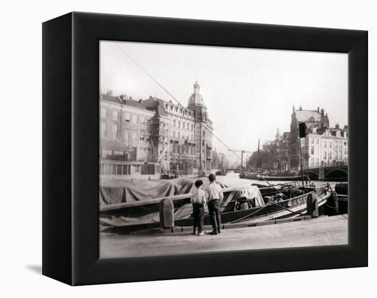 Two Boys by a Canal, Rotterdam, 1898-James Batkin-Framed Premier Image Canvas