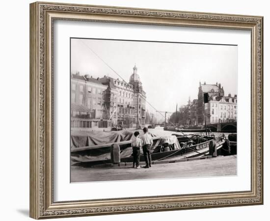 Two Boys by a Canal, Rotterdam, 1898-James Batkin-Framed Photographic Print