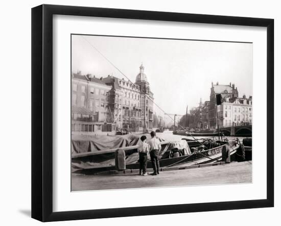Two Boys by a Canal, Rotterdam, 1898-James Batkin-Framed Photographic Print