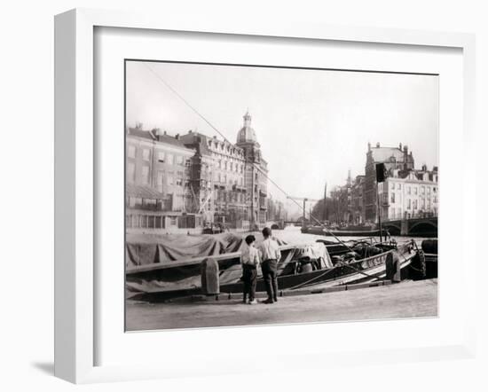 Two Boys by a Canal, Rotterdam, 1898-James Batkin-Framed Photographic Print