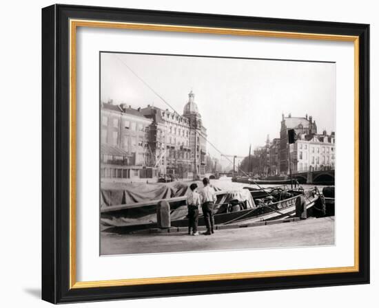 Two Boys by a Canal, Rotterdam, 1898-James Batkin-Framed Photographic Print