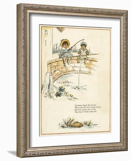 Two Boys Fishing from a Bridge-Kate Greenaway-Framed Art Print