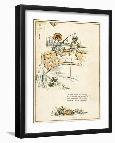Two Boys Fishing from a Bridge-Kate Greenaway-Framed Art Print