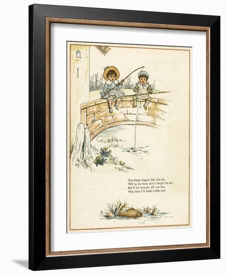 Two Boys Fishing from a Bridge-Kate Greenaway-Framed Art Print