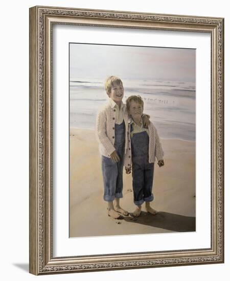 Two Boys on Beach-Nora Hernandez-Framed Giclee Print