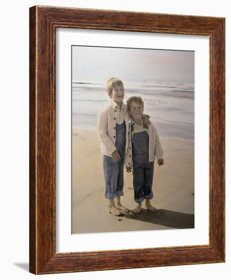 Two Boys on Beach-Nora Hernandez-Framed Giclee Print