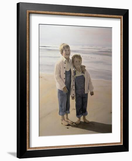 Two Boys on Beach-Nora Hernandez-Framed Giclee Print