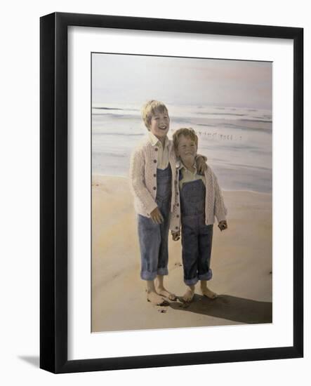 Two Boys on Beach-Nora Hernandez-Framed Giclee Print