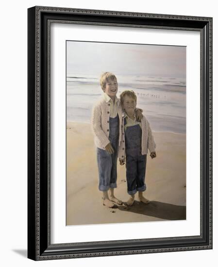 Two Boys on Beach-Nora Hernandez-Framed Giclee Print