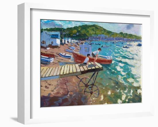 Two Boys on the Landing Stage,Teignmouth, 2015-16-Andrew Macara-Framed Giclee Print