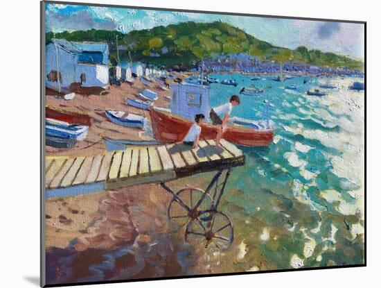 Two Boys on the Landing Stage,Teignmouth, 2015-16-Andrew Macara-Mounted Giclee Print