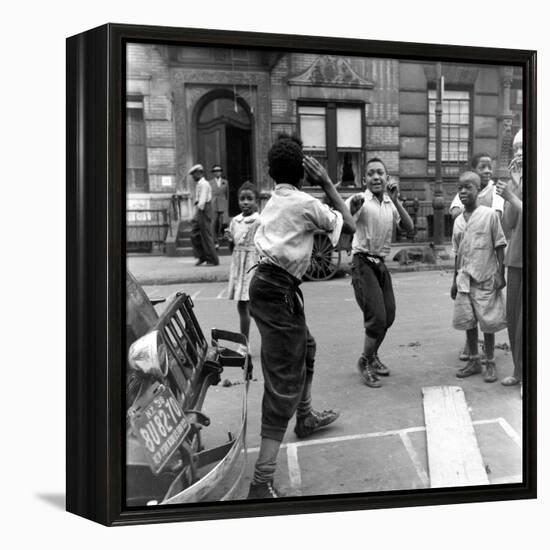 Two Boys Play-Fight While Other Children Look On, Harlem, 1938-Hansel Mieth-Framed Premier Image Canvas