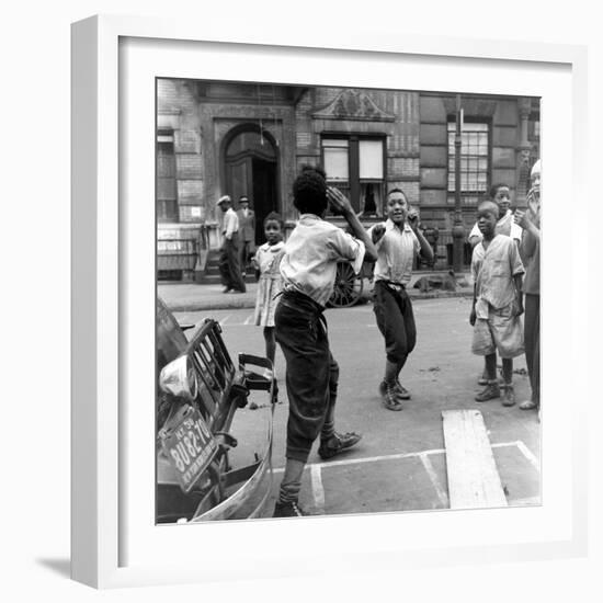 Two Boys Play-Fight While Other Children Look On, Harlem, 1938-Hansel Mieth-Framed Photographic Print