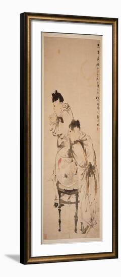 Two Boys Playing with Goldfish, Hanging Scroll, Ink and Colour on Paper, 1879-Wu Changshuo-Framed Giclee Print