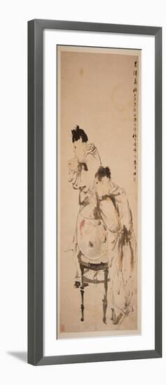 Two Boys Playing with Goldfish, Hanging Scroll, Ink and Colour on Paper, 1879-Wu Changshuo-Framed Giclee Print