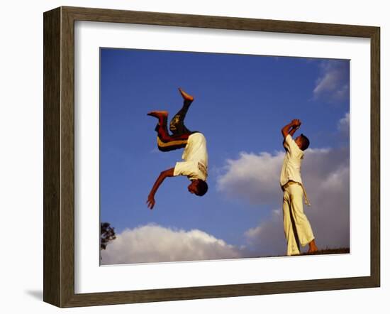 Two Boys Practice Capoeira, the Brazilian Martial Art-Camilla Watson-Framed Photographic Print