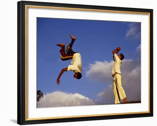 Two Boys Practice Capoeira, the Brazilian Martial Art-Camilla Watson-Framed Photographic Print