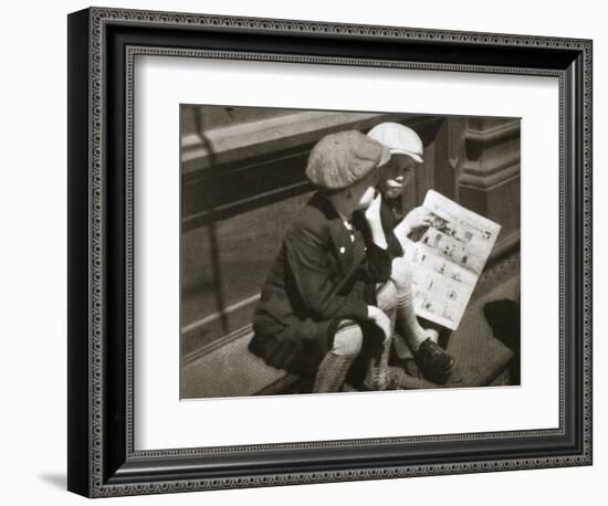 Two boys reading the comic section of the Sunday paper, New York, USA, 1931-Unknown-Framed Photographic Print