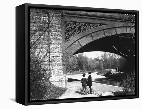 Two Boys Standing under the Ornate Arch of a Bridge in Prospect Park, Brooklyn, Ny-Wallace G^ Levison-Framed Premier Image Canvas