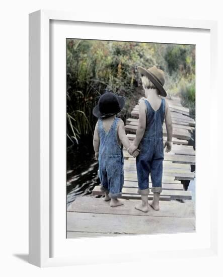 Two Boys Walking on Bridge Hand-In-Hand-Nora Hernandez-Framed Giclee Print