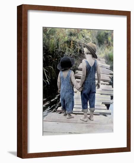 Two Boys Walking on Bridge Hand-In-Hand-Nora Hernandez-Framed Giclee Print