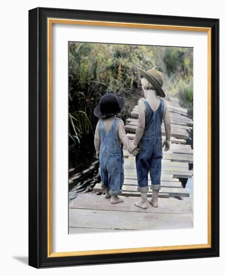 Two Boys Walking on Bridge Hand-In-Hand-Nora Hernandez-Framed Giclee Print