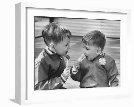 Two Boys with Lollipops-Nina Leen-Framed Photographic Print