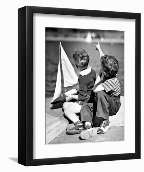 Two Boys with Sail Boat-null-Framed Giclee Print