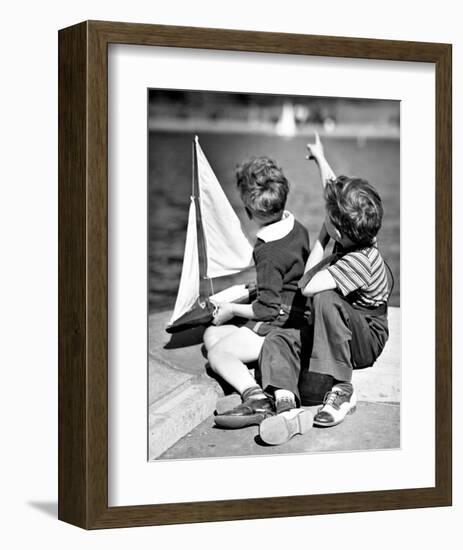 Two Boys with Sail Boat-null-Framed Giclee Print