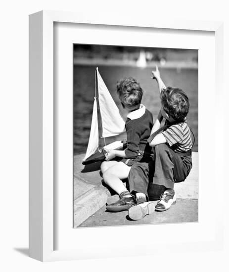 Two Boys with Sail Boat-null-Framed Giclee Print