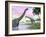 Two Brachiosaurus Dinosaurs in Landscape with Water and Palm Trees-null-Framed Art Print