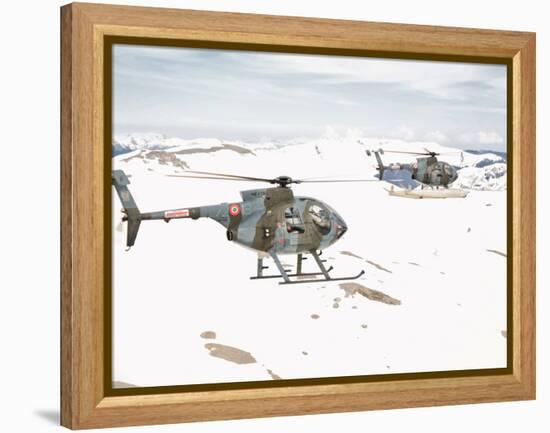 Two Breda Nardi NH-500 Helicopters of the Italian Air Force over Frosinone, Italy-Stocktrek Images-Framed Premier Image Canvas