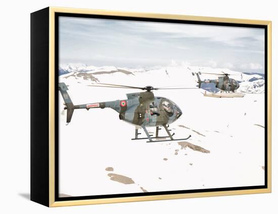 Two Breda Nardi NH-500 Helicopters of the Italian Air Force over Frosinone, Italy-Stocktrek Images-Framed Premier Image Canvas