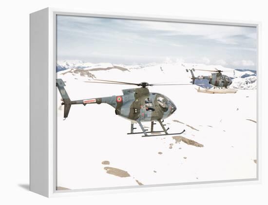 Two Breda Nardi NH-500 Helicopters of the Italian Air Force over Frosinone, Italy-Stocktrek Images-Framed Premier Image Canvas