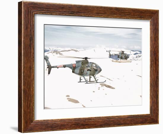 Two Breda Nardi NH-500 Helicopters of the Italian Air Force over Frosinone, Italy-Stocktrek Images-Framed Photographic Print