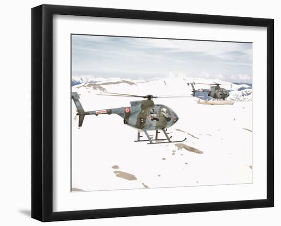 Two Breda Nardi NH-500 Helicopters of the Italian Air Force over Frosinone, Italy-Stocktrek Images-Framed Photographic Print