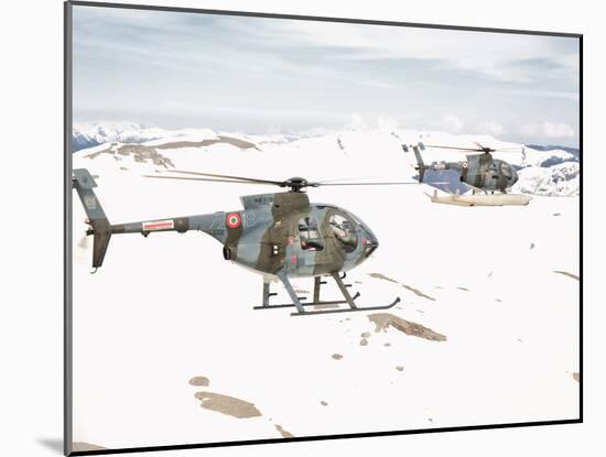 Two Breda Nardi NH-500 Helicopters of the Italian Air Force over Frosinone, Italy-Stocktrek Images-Mounted Photographic Print